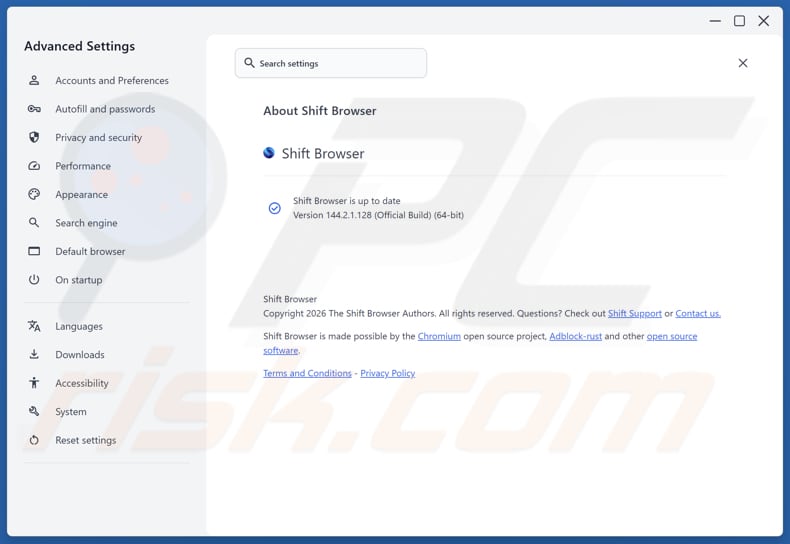 Shift ongewenste applicatie