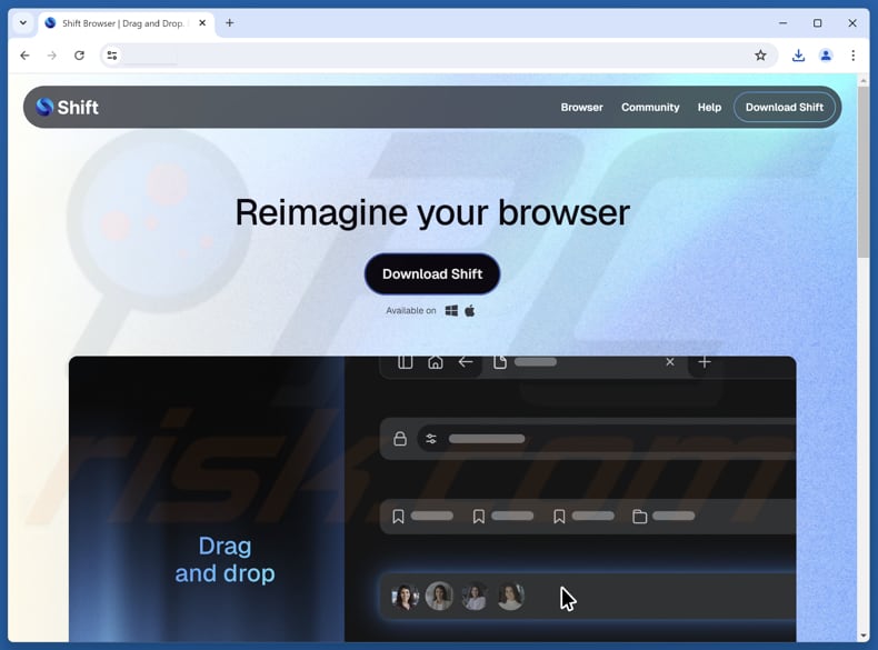 Website gebruikt om Shift te promoten