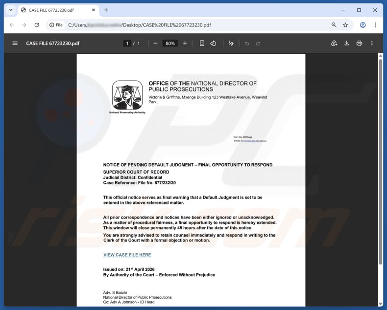 You Have Been Served With A Court Letter e-mailfraude bijlage