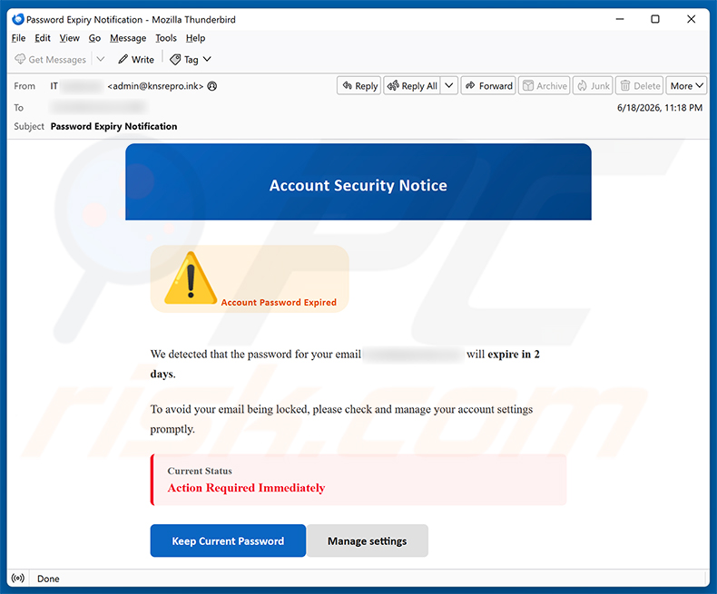 Account Security Notice e-mailspamcampagne