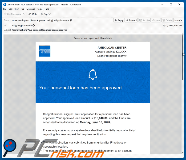 American Express - Personal Loan Approved e-mailfraude (GIF)