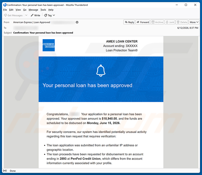 American Express - Personal Loan Approved e-mailspamcampagne