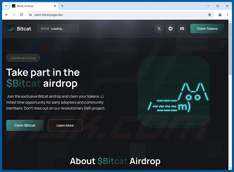 $Bitcat Airdrop fraude (claim-bitcat.pages[.]dev)