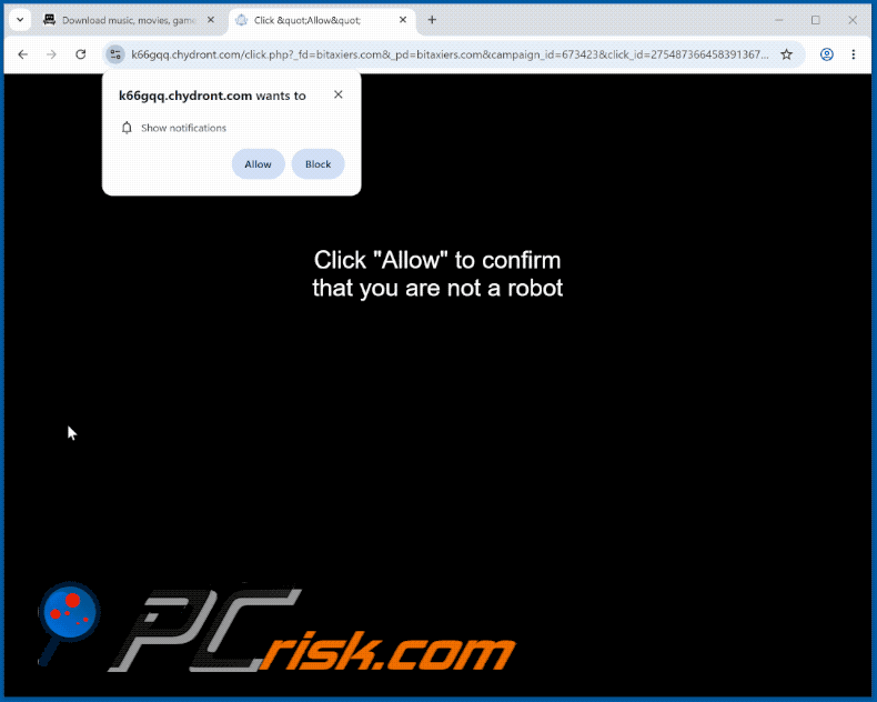 uiterlijk van de website chydront[.]com (GIF)