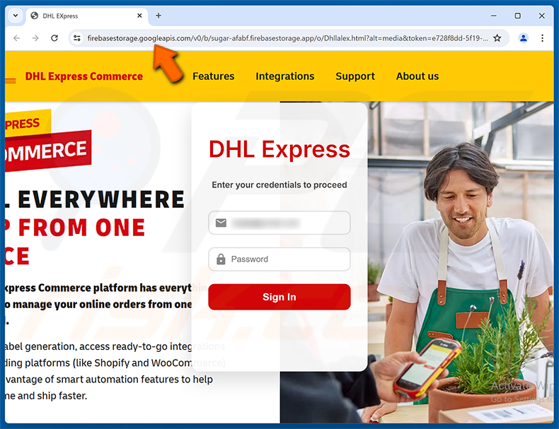 DHL Express Commerce Status Update phishingpagina