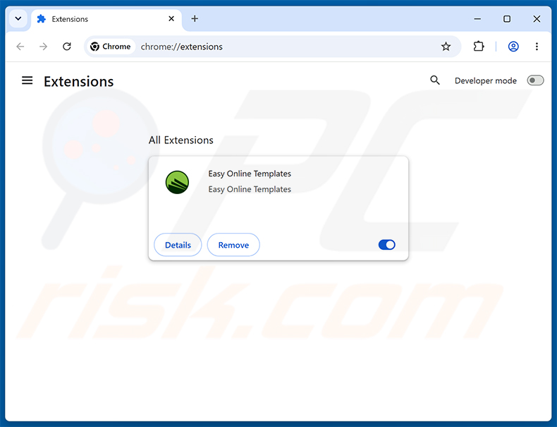 Easy Online Templates advertenties verwijderen uit Google Chrome stap 2