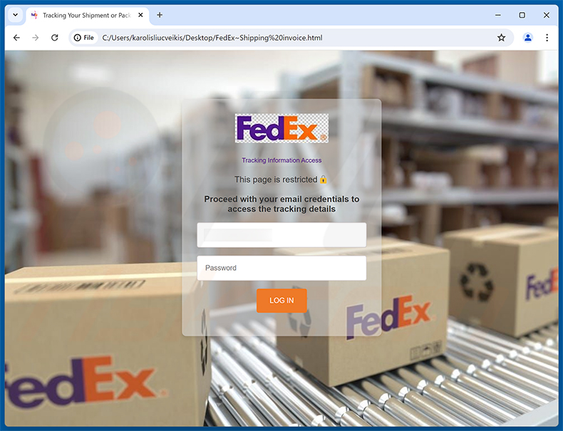 FedEx Shipping Labels/Documents In PDF Format e-mailfraude phishingpagina