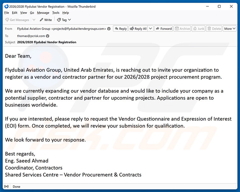 Flydubai Vendor Registration e-mailspamcampagne