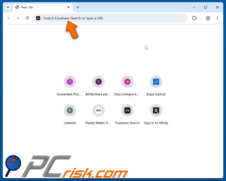 Fusebase Search (s.fusebase-search.com) browserkaper die omleidt naar Yahoo (GIF)