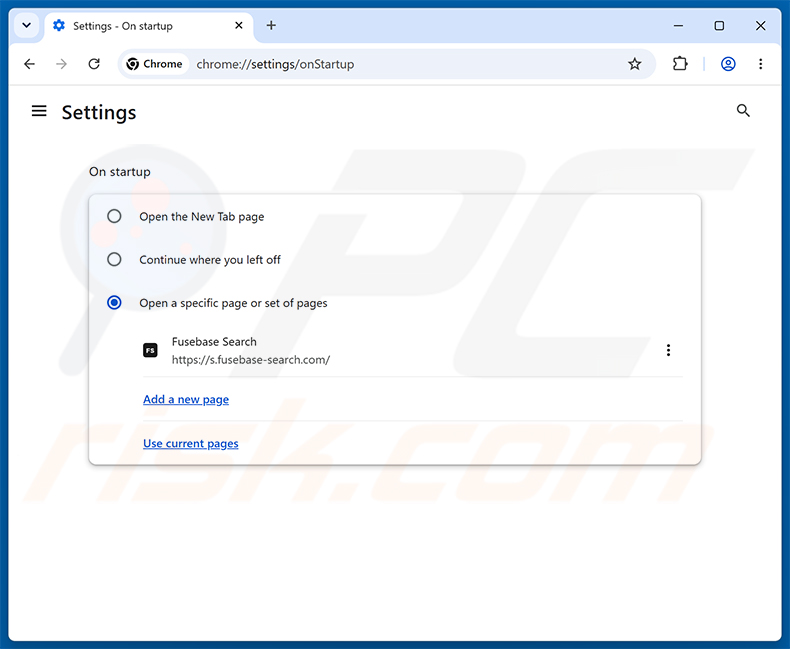 Fusebase Search (s.fusebase-search.com) verwijderen uit de startpagina van Google Chrome