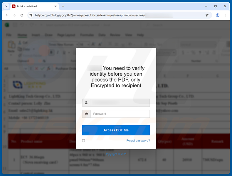 LinkedIn Purchase Inquiry e-mailfraude phishingpagina