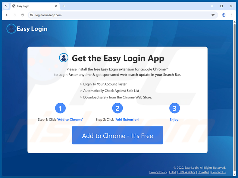 Website gebruikt om de Easy Login browserkaper te promoten