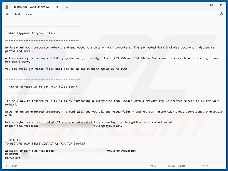 MORTAR ransomware losgeldbrief (README-4RcrXfvVksS5ACA.txt)
