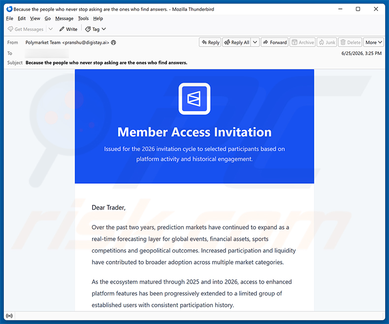 Polymarket Member Access Invitation e-mailspamcampagne