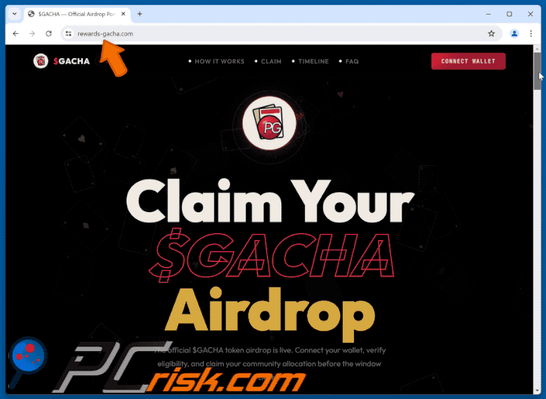 Uiterlijk van PowerGacha ($GACHA) Airdrop fraude (GIF)