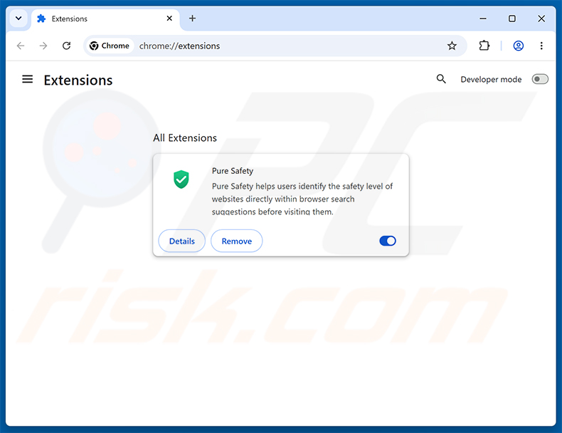 Pure Safety (pureextension.net) gerelateerde Google Chrome-extensies verwijderen