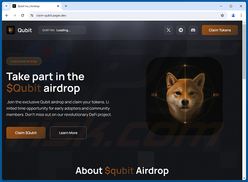$Qubit Airdrop fraude website (claim-qubit.pages[.]dev)