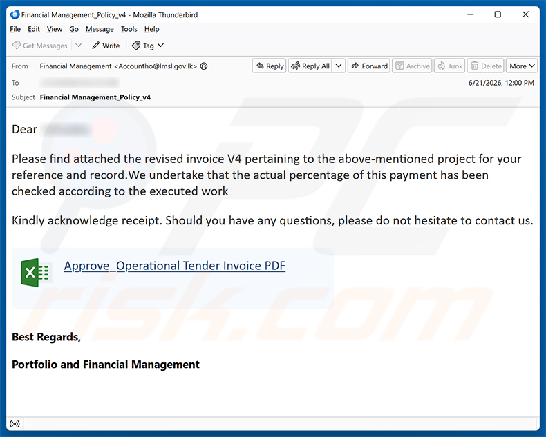 Revised Invoice Email Scam e-mailspam campagne