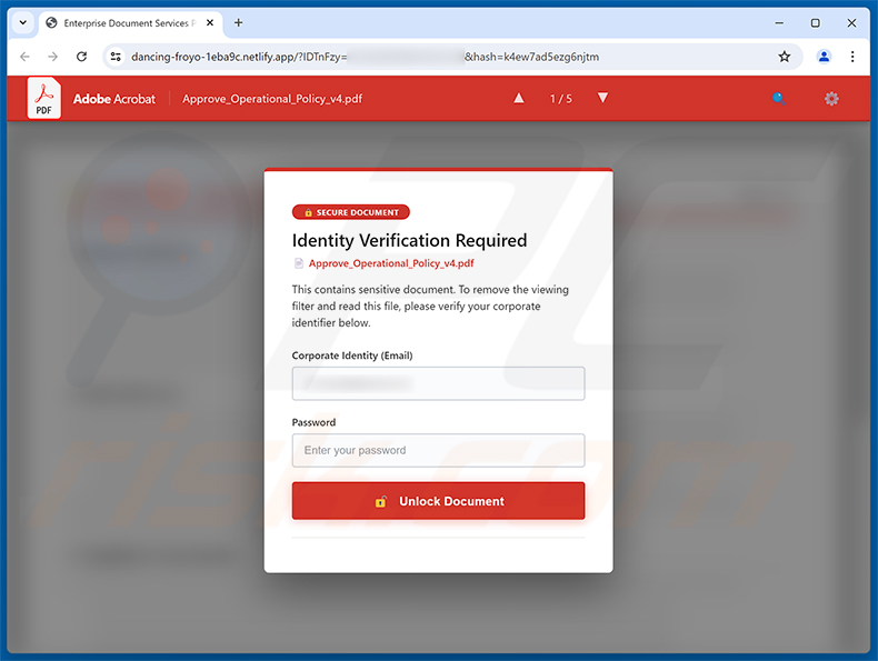 Revised Invoice Email Scam phishing-pagina