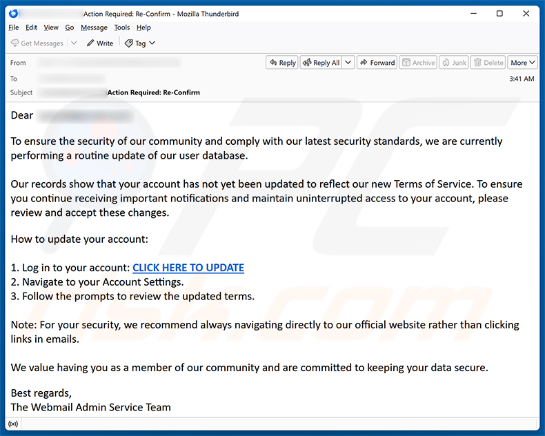 Routine Update Of User Database e-mailspamcampagne