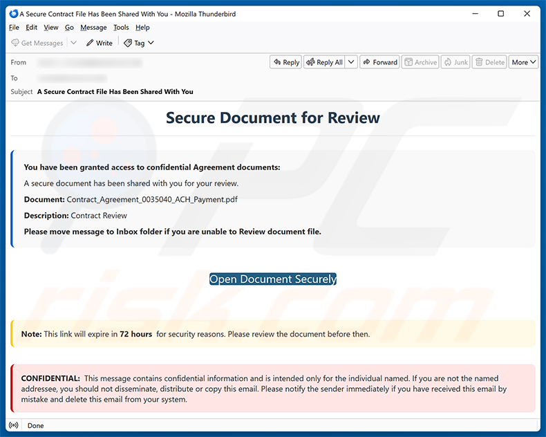 Secure Document For Review e-mail spamcampagne