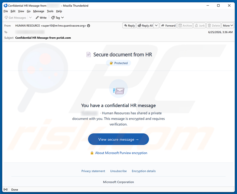 Secure Document From HR e-mailspamcampagne