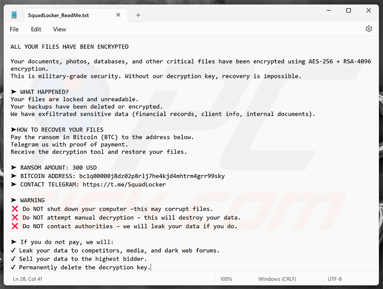 SquadLocker-ransomware losgeldbericht (SquadLocker_ReadMe.txt)