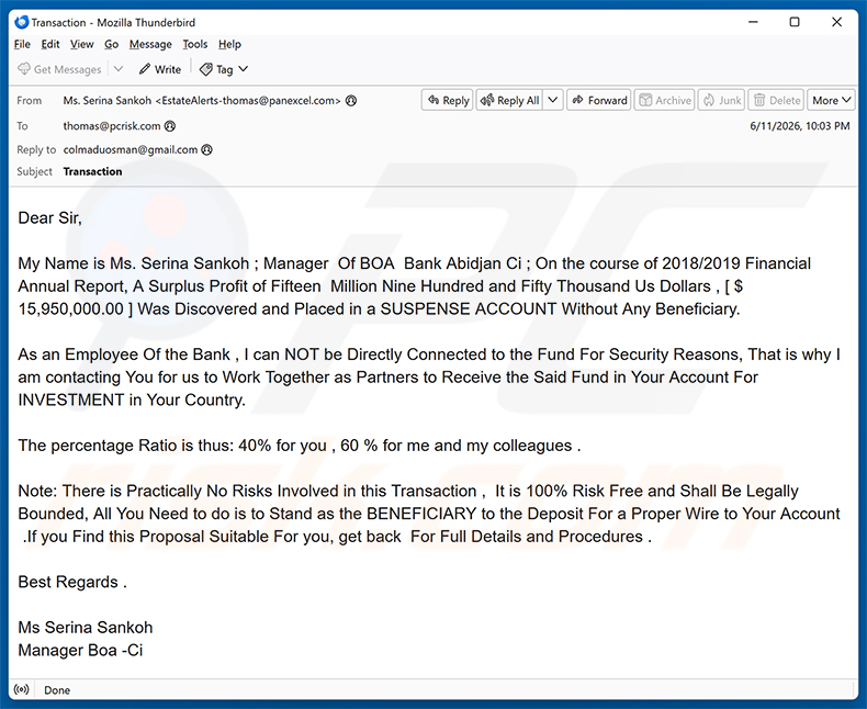 Surplus Profit e-mailfraude spamcampagne