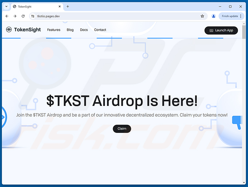 TokenSight ($TKST) Airdrop Scam (tkstio.pages[.]dev)