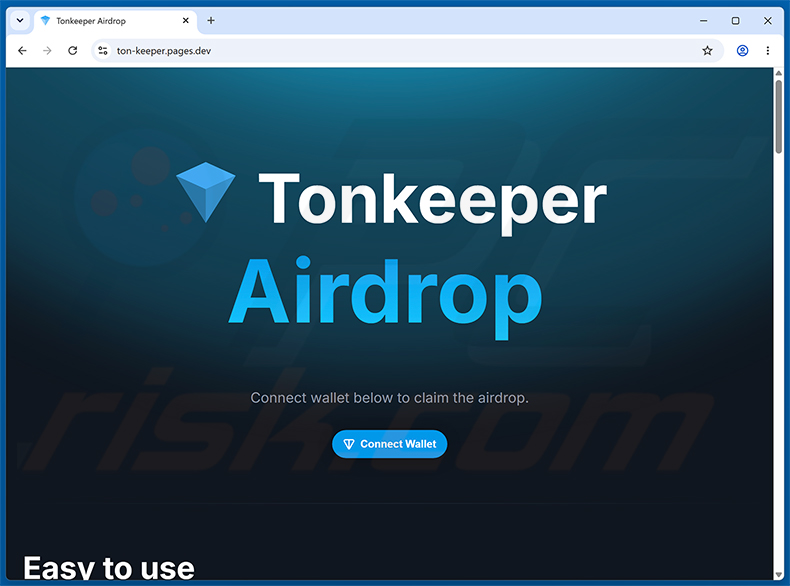 Tonkeeper Airdrop Scam (ton-keeper.pages[.]dev)