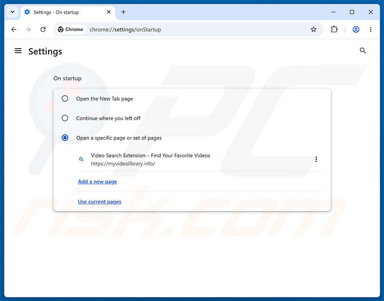 Video Search Extension (myvideolibrary.info) verwijderen uit de startpagina van Google Chrome