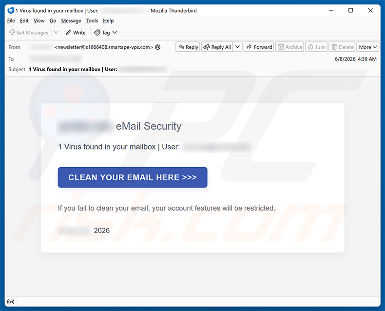 Virus Found In Your Mailbox e-mail spamcampagne
