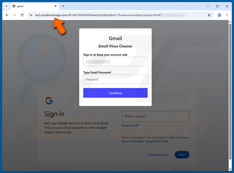 Virus Found In Your Mailbox phishingpagina
