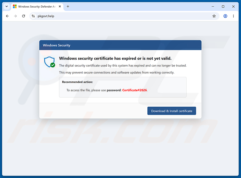 Windows Security Certificate Expired/Invalid pop-upfraude