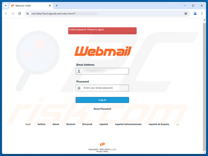AI Powered Webmail Scam phishingpagina