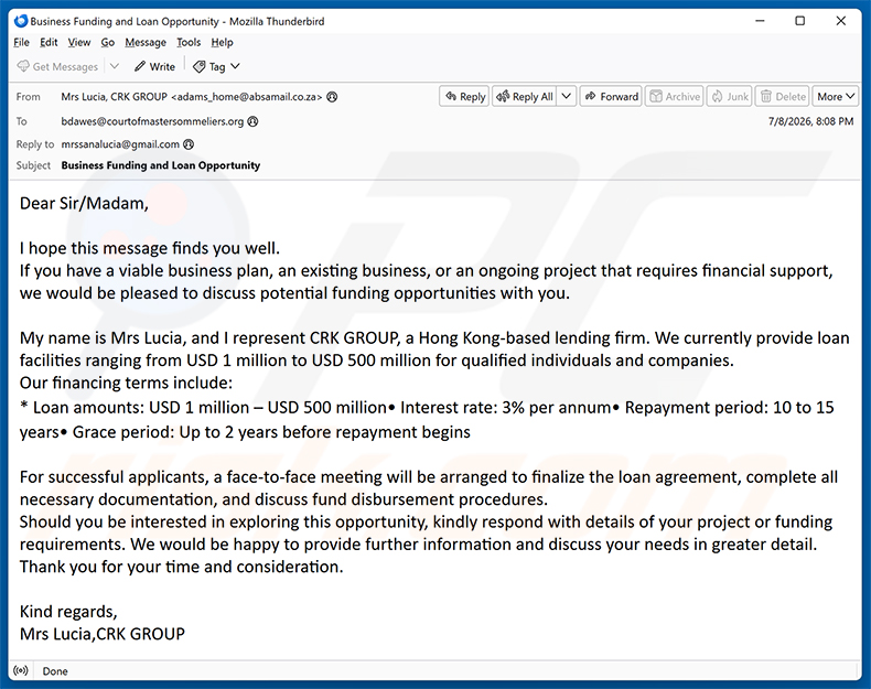 Business Funding Opportunities e-mailspamcampagne