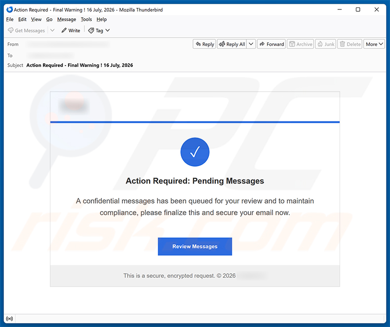 Confidential Messages Queued e-mailspamcampagne