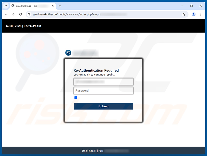 cPanel - Re-validate SSL/TLS phishingpagina
