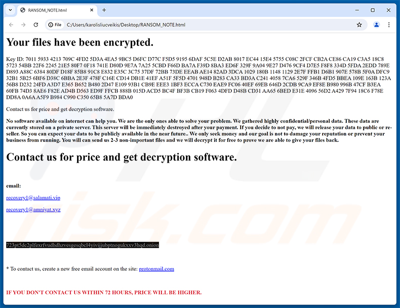 Developer ransomware losgeldbrief (RANSOM_NOTE.html)