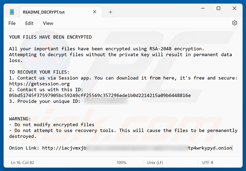 Doommageddon ransomware losgeldbrief (README_DECRYPT.txt)