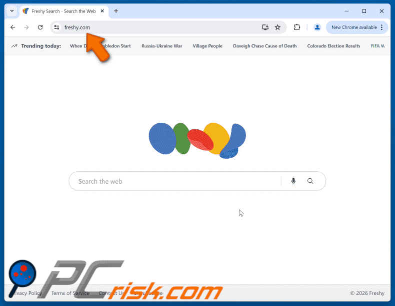 Freshy Search (freshy.com) browserkaper (GIF)