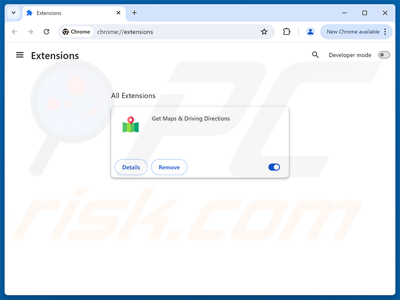 Aan Get Maps & Driving Directions (bestfreemaps.com) gerelateerde Google Chrome-extensies verwijderen