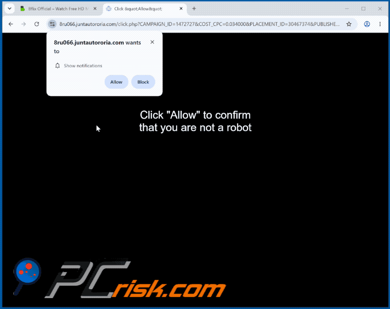 uiterlijk van de website juntautororia[.]com (GIF)
