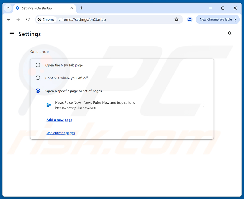 newspulsenow.net verwijderen uit de startpagina van Google Chrome