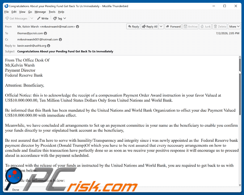 Payment Order Award e-mailfraude (GIF)