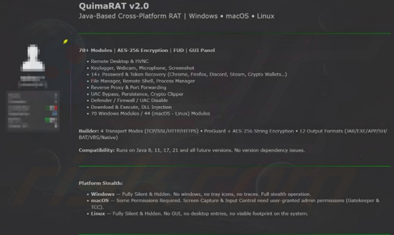 QuimaRAT v2.0 promotievermelding