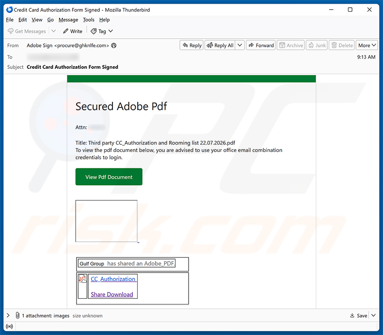 Secure Adobe PDF - Credit Card Authorization e-mailspamcampagne