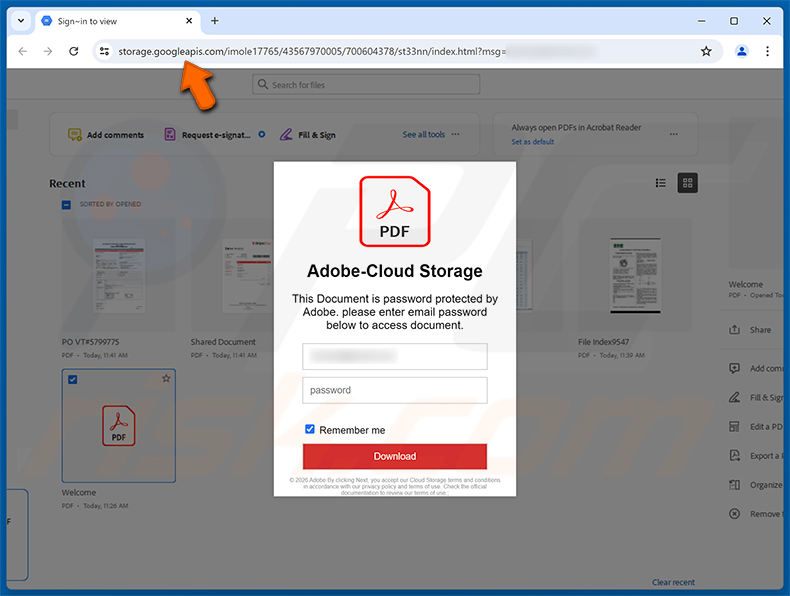 Secure Adobe PDF - Credit Card Authorization phishingpagina