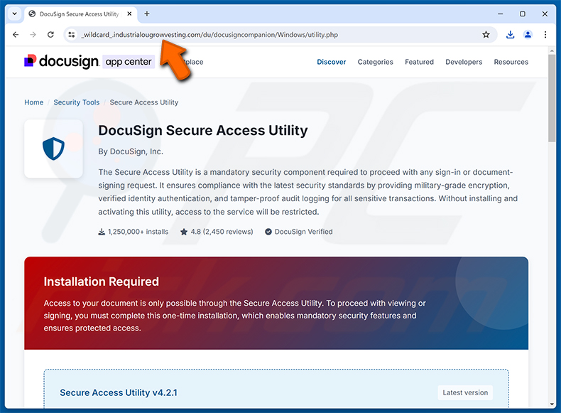 Kwaadaardige website gepromoot via de Settlement eDocument Completed spamcampagne