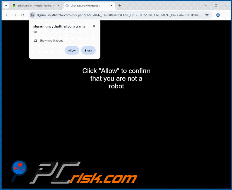 uiterlijk van de website uncythathfal[.]com (GIF)